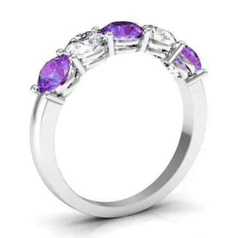 deBebians Rings 150cttw Shared Prong Diamond and Amethyst Ring