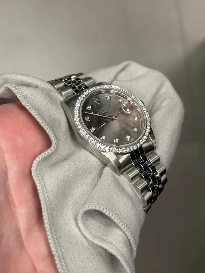 Happy Jewelers Watches Rolex Datejust 36mm Dark MOP Dial Watch Ref 16220 Happy Jewelers Watches Rolex Datejust 36mm Dark MOP Dial Watch Ref 16220